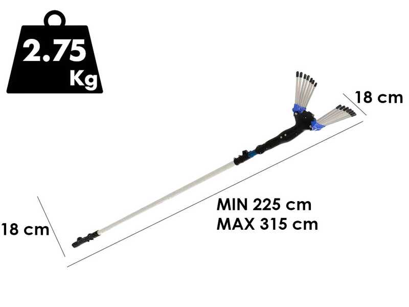 Elektrischer Olivenr&uuml;ttler Paterlini V-UP - 12V - Teleskopschaft 225 - 315 cm