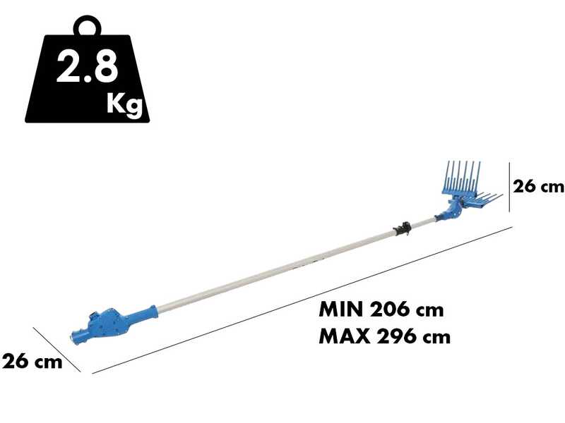 Paterlini B-Fly - Peigne vibreur &eacute;lectrique 206/296 cm &agrave; batterie de type automobile avec c&acirc;ble inclus - Perche t&eacute;lescopique en aluminium