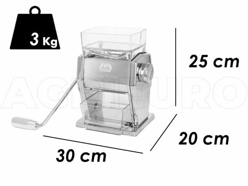 Marcato Marga 180g  - Getreidem&uuml;hle und Flockenquetsche manuell mit Edelstahl-Walzen