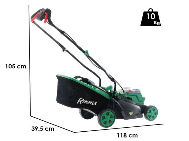 Akku-Rasenm&auml;her zum Schieben RIBIMEX PRBAT20-TON33 - 2x20V 4Ah Akku - 34 cm Schnittbreite