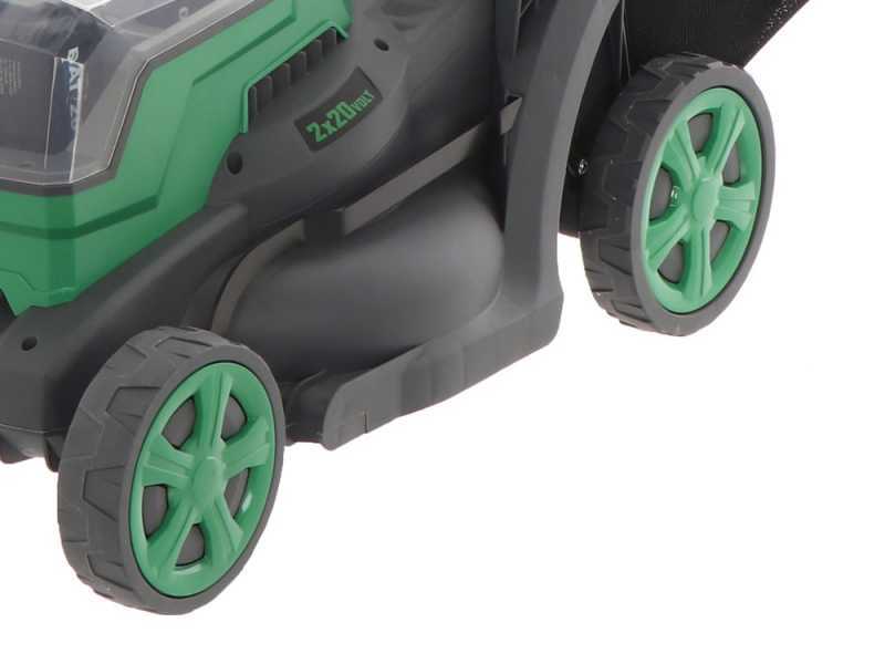 Akku-Rasenm&auml;her zum Schieben RIBIMEX PRBAT20-TON33 - 2x20V 4Ah Akku - 34 cm Schnittbreite