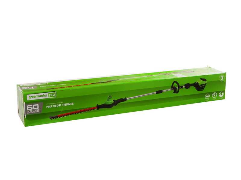 Elektrische Akku-Heckenschere mit Verl&auml;ngerungsschaft Greenworks G60PHT51 60V - Akku 60V 2Ah