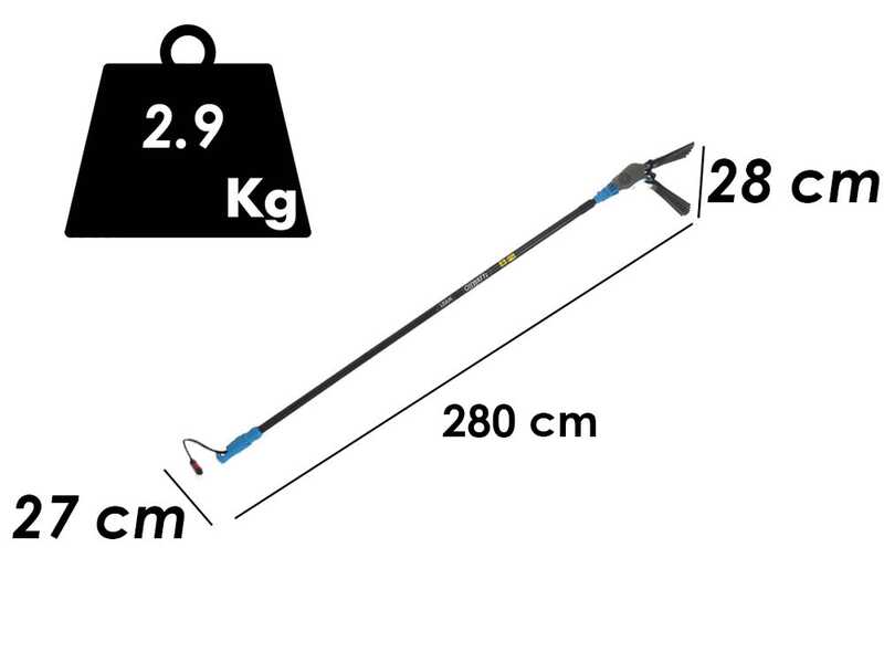 Elektrischer Akku-Olivenr&uuml;ttler Lisam Oliwatt 2  - Nylonzinken - 280 cm - fester Schaft