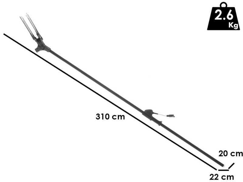 Elektrischer batteriebetriebener Olivenr&uuml;ttler Aima Twist Standard 210-310 cm - Aluminiumschaft - Schaftverl&auml;ngerung