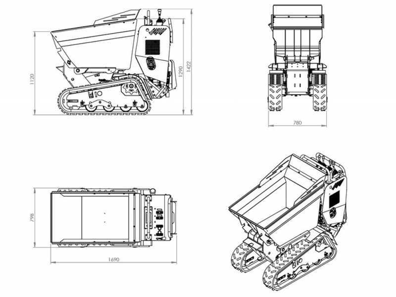 Raupendumper AgriEuro Top-Line RAPTOR 6800 HD - Honda GX270 - Mit Ladeschaufel