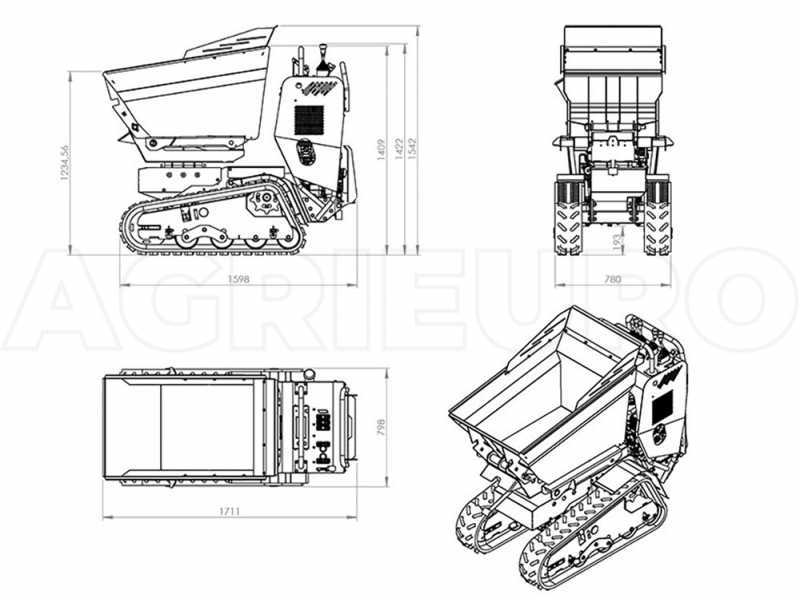 Raupendumper AgriEuro Top-Line RAPTOR 6800 HEDT - Honda GXe270 - Mit Ladeschaufel