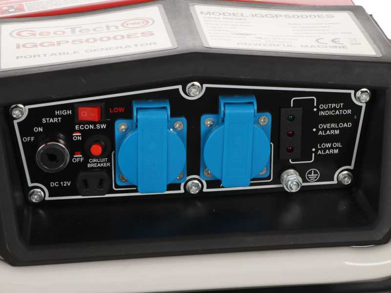 Inverter Stromerzeuger 230V einphasig 3.5 kW GeoTech iGGP5000ES mit R&auml;dern - E-Starter