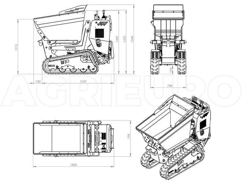 Raupendumper AgriEuro Top-Line RAPTOR 7800 HDH - Honda GX390 - Mit Ladeschaufel