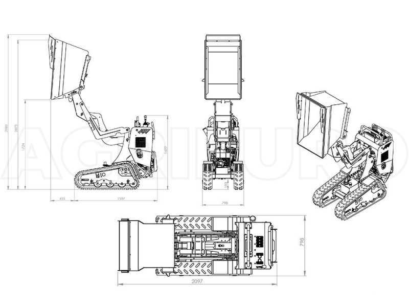 Raupendumper AgriEuro Top-Line RAPTOR 7800 HEDH - Honda GXe390 - Mit Ladeschaufel + Betonmischer