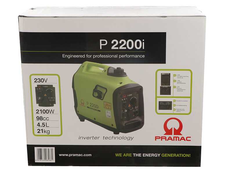 Pramac P2200i -  Leiser Inverter Stromerzeuger Pramac 2.1 kW - Nenn-Dauerleistung1.9 kW - 230V