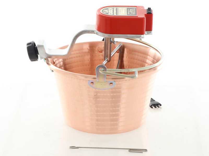 Elektrischer R&uuml;hrtopf f&uuml;r Polenta NuovaFac Cuoca Automatica aus geh&auml;mmertem Kupfer, Flachboden 9L - 5W