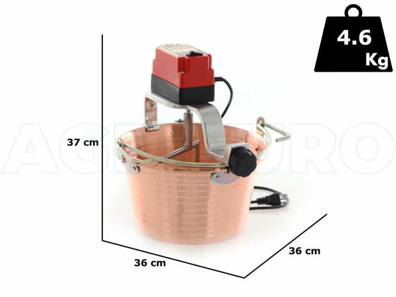 Elektrischer R&uuml;hrtopf f&uuml;r Polenta NuovaFac Cuoca Automatica aus geh&auml;mmertem Kupfer, Flachboden 9L - 24W