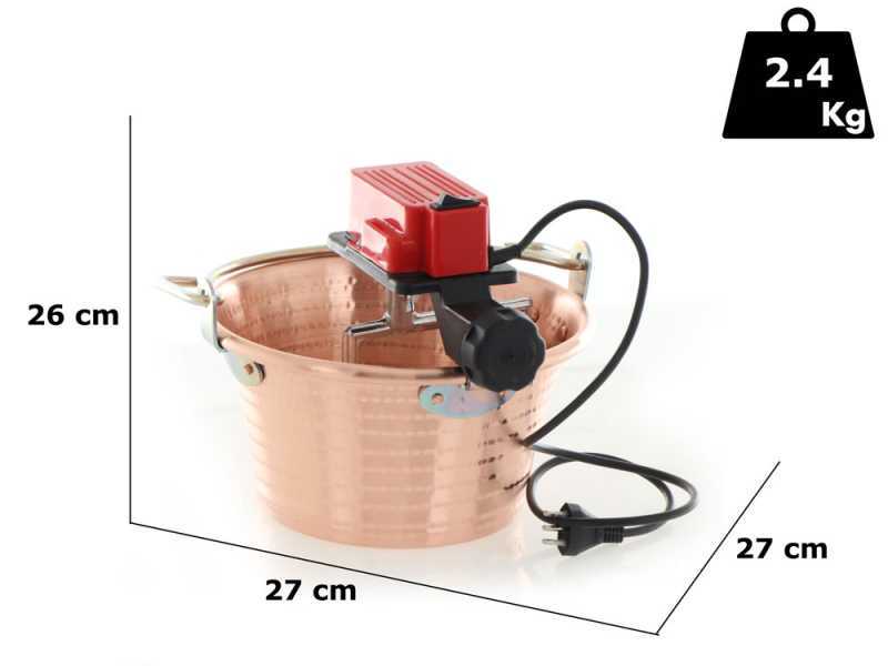 Elektrischer R&uuml;hrtopf f&uuml;r Polenta NuovaFac Cuoca Automatica aus geh&auml;mmertem Kupfer, Flachboden 4L - 5W