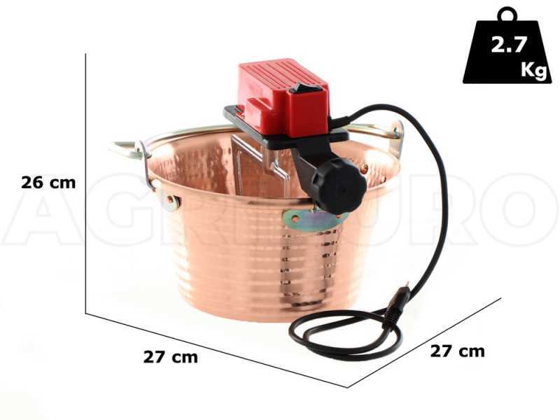 Induktions-R&uuml;hrtopf f&uuml;r Polenta NuovaFac Cuoca Automatica aus geh&auml;mmertem Kupfer, Flachboden 4L - 5W