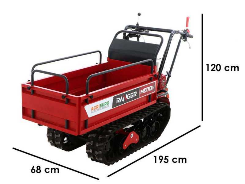 Raupendumper mit ausziehbarer Ladefl&auml;che AgriEuro Premium Ranger M570 H-E - Honda GX200 Motor - E-Starter