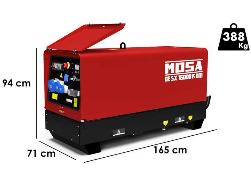Diesel Notstromaggregat einphasig MOSA GE SX 16000 KDM - Kohler-Lombardini KDW1003 - 13 kW - leise