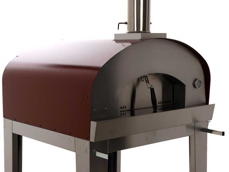 Holzbackofen f&uuml;r drau&szlig;en mit Wagen Seven Italy Ade - Rot