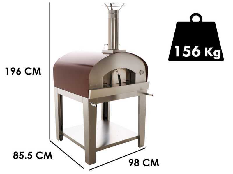 Seven Italy Ade - Holzbackofen f&uuml;r drau&szlig;en mit Wagen - Rot