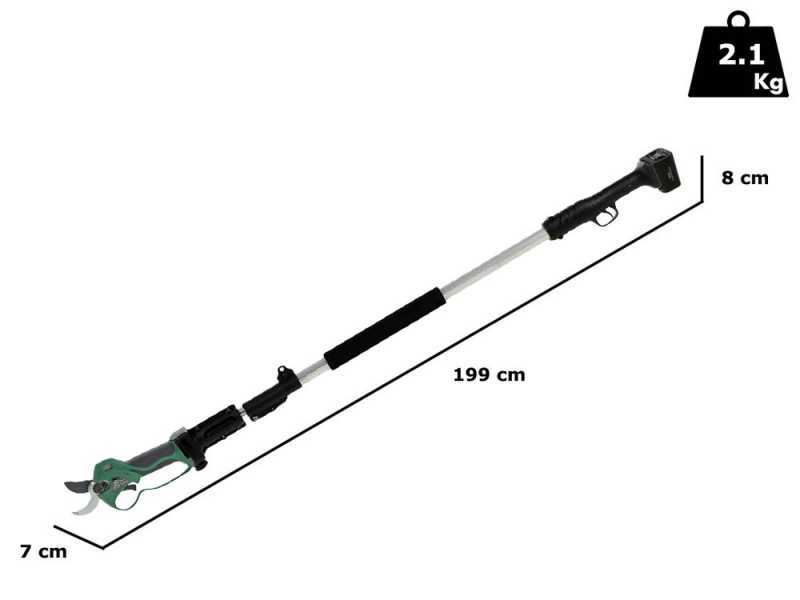 Akku-Baumschere Greenbay TopCut 33 - mit Verl&auml;ngerungsschaft von 1,5 bis 2,1 Metern