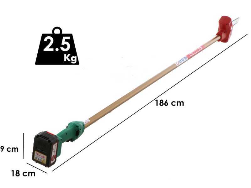 Akku-Hochentaster auf Verl&auml;ngerungsschaft Sbaraglia ARES-22 - 2 x 5.2 Ah/21V Akku