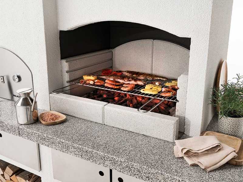 Palazzetti New Zealand 2 - Kombi-Grillkamin mit Holzbackofen aus Beton