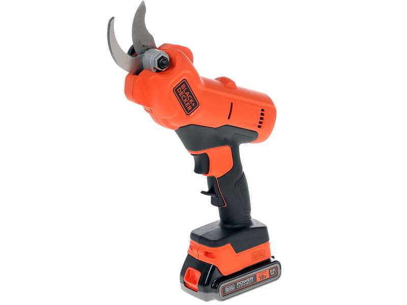 Akku-Gartenschere Black &amp; Decker BCPP18D1-QW f&uuml;r die Baumpflege - Akku 18V 2Ah + Gratis 18-V-Akku 2 Ah - Schnittdurchmesser max. 25 mm
