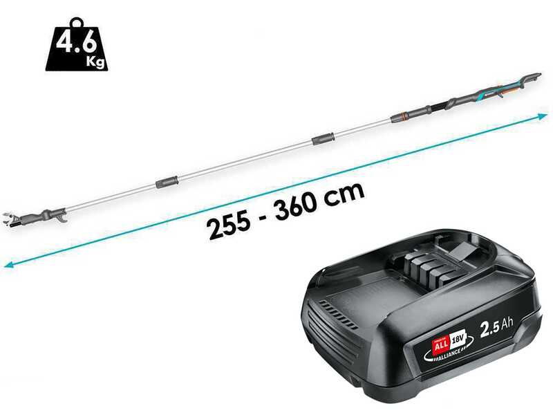 Gardena HighCut 360/18V P4A Akku-Teleskop-Baumschere 18V 2Ah