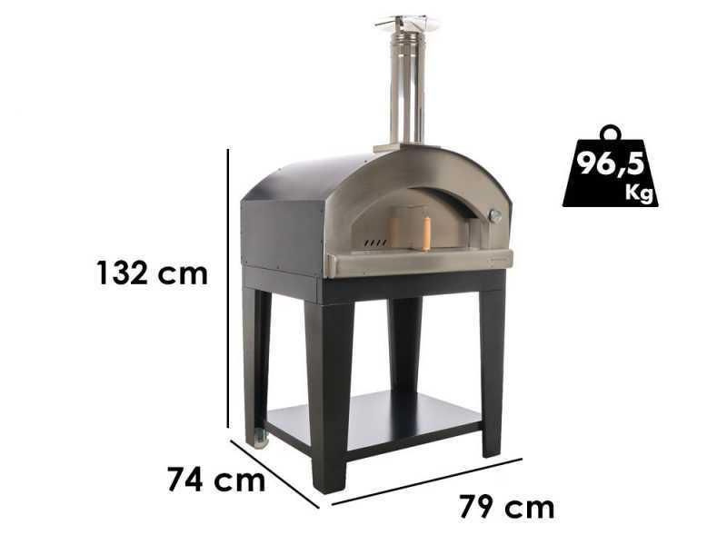 Rossofuoco Campagnolo - Holzbackofen f&uuml;r den Au&szlig;enbereich mit Wagen- schwarz