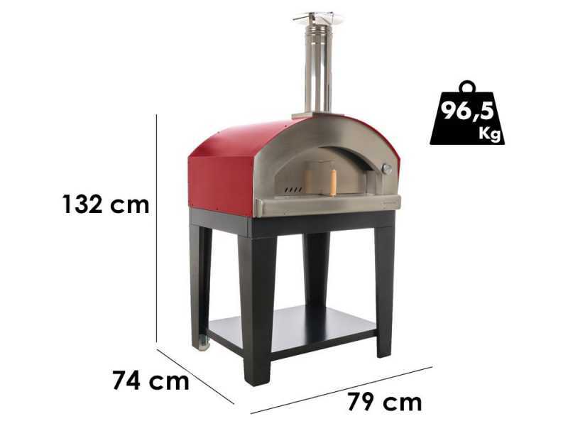 Rossofuoco Campagnolo - Holzbackofen f&uuml;r den Au&szlig;enbereich mit Wagen - rot