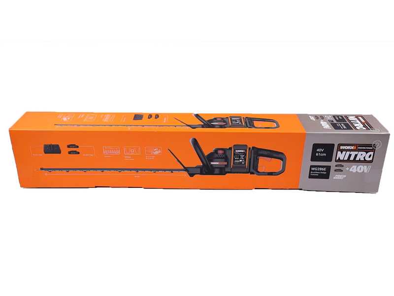 Akku-Heckenschere Worx Nitro WG286E - 2x 20V 2Ah - 60 cm Schwert aus Stahl