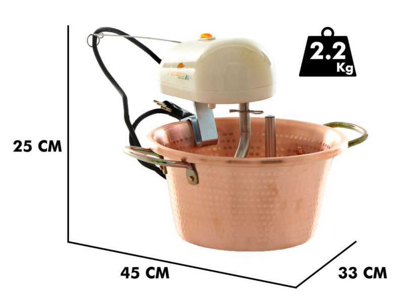 LAR Polentamatic -  Elektrischer Kupfer-R&uuml;hrtopf f&uuml;r Polenta mit flachem Boden - 3.5L - max. 8W