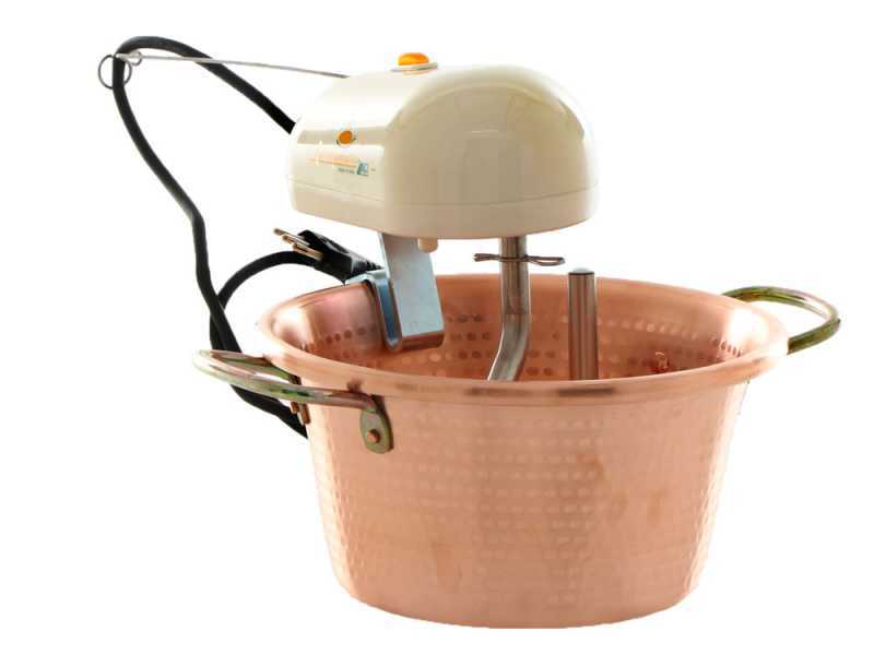LAR Polentamatic - Elektrischer R&uuml;hrtopf f&uuml;r Polenta aus geh&auml;mmertem Kupfer mit flachem Boden - 4,5L - max. 8W