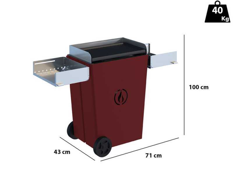 Linea VZ Party rot - Pelletgrill mit Pyrolyse-Technologie auf R&auml;dern
