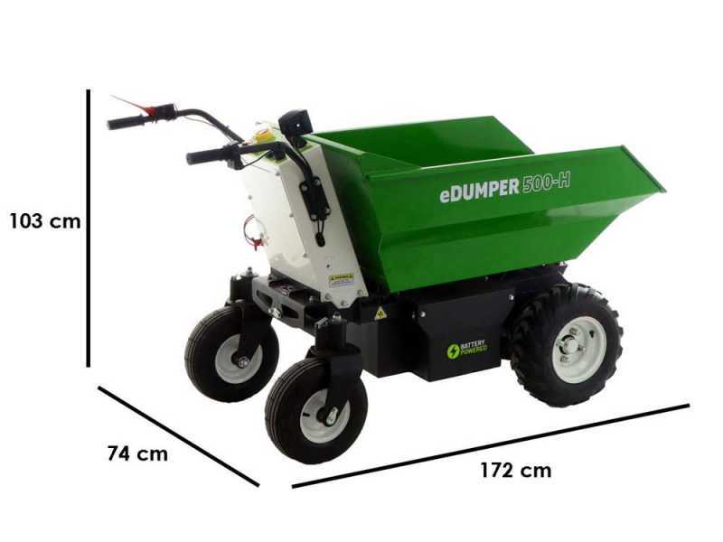 GREENBAY eDUMPER 500-H - Akku-Schubkarre - 48V 32Ah Hydraulische Kippvorrichtung
