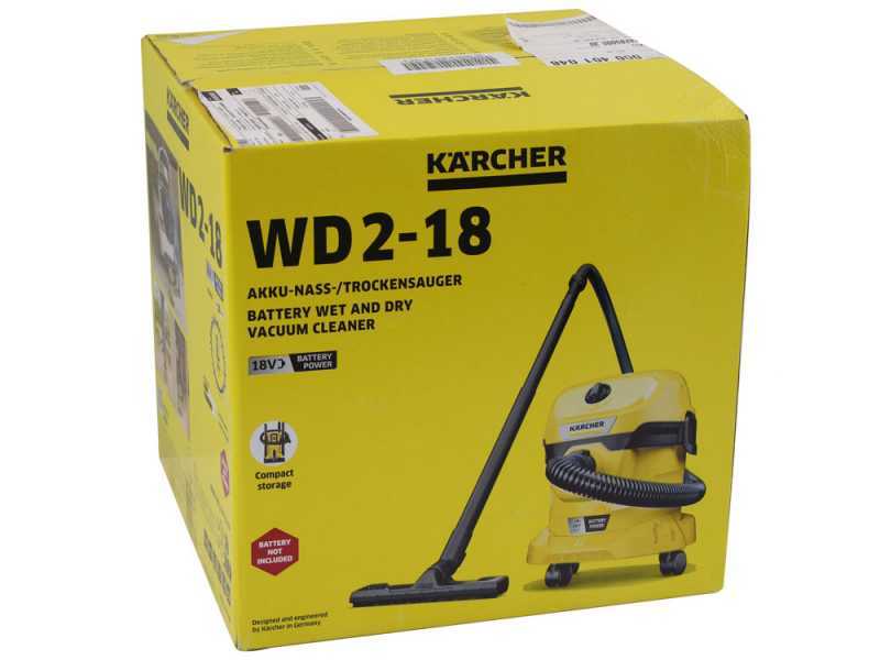 K&auml;rcher WD 2-18 - Nass-/Trockensauger K&auml;rcher - 12 l Beh&auml;lter - 18 V - 2,5 Ah