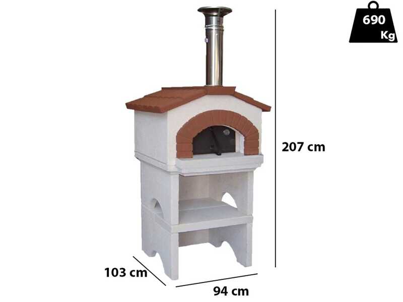 Linea VZ Ponza - Holzbackofen f&uuml;r den Aussenbereich, mit Basis - Kochkammer 55x59 cm