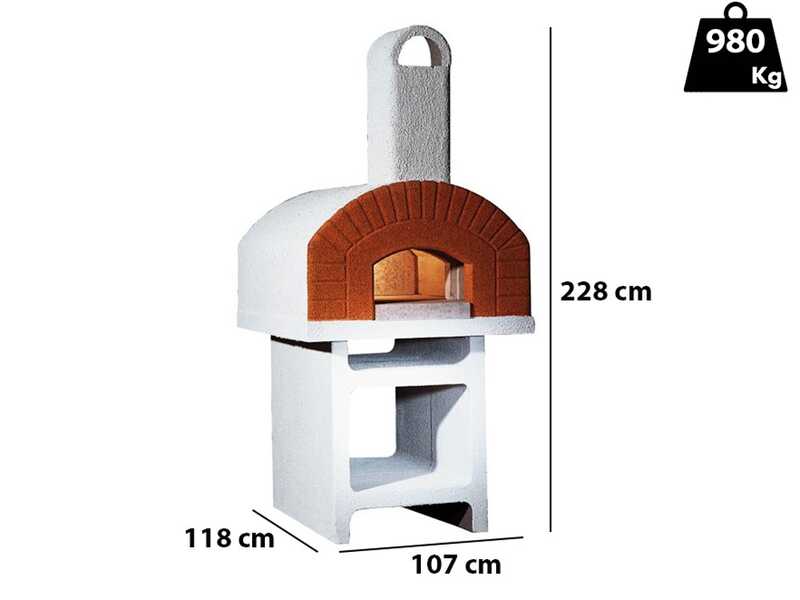 Linea VZ Portici - Holzbackofen f&uuml;r drau&szlig;en aus Beton - Backfl&auml;che 72x70 cm