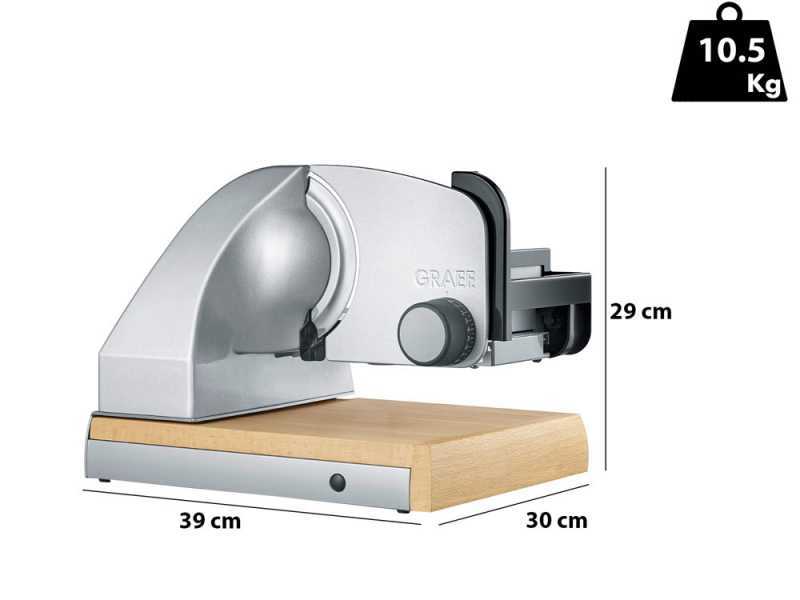 Graef SKS Line 850 silber - Freitragender Allesschneider 170 mm - mit Schneidbrett aus Buchenholz mit Messerschublade