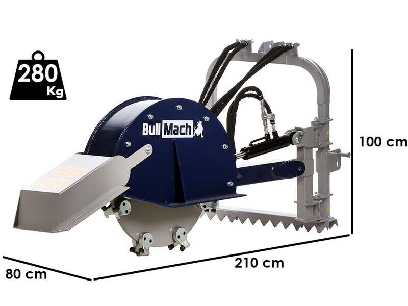 BullMach ARES 61 H - Baumstumpffr&auml;se mit Traktoranbau - hydraulische Verschiebung