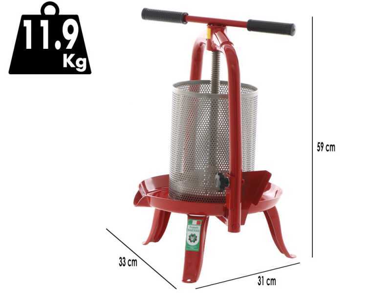Baesso V20 - Obst- und Gem&uuml;sespindelpresse 9 L - Edelstahlpresskorb