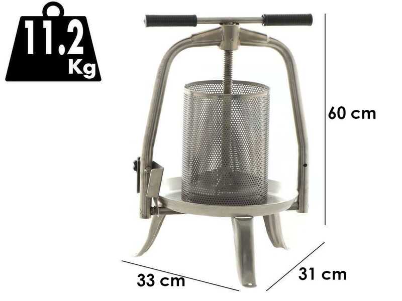 Baesso V20 Edelstahl - Obst- und Gem&uuml;sespindelpresse 9 L - Edelstahlpresskorb
