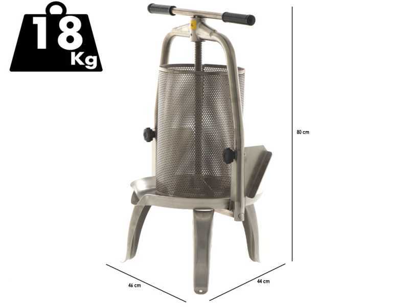 Baesso V25 Edelstahl - Obst- und Gem&uuml;sespindelpresse 20 L - Edelstahlpresskorb