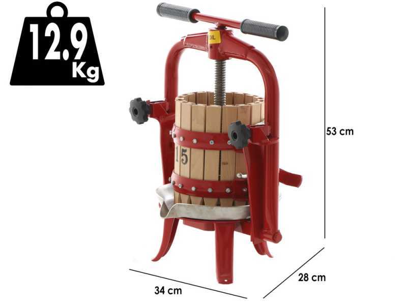 Baesso F15 - Manuelle Obstpresse - Spindelpresse - Obst und Gem&uuml;se - 6 L