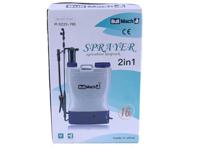 BullMach Pandora 16EM LA - Akku-oder Manuelle R&uuml;cken-Spr&uuml;hpumpe - 12V 8Ah