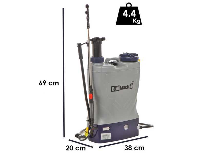 BullMach Pandora 16EM LA - Akku-oder Manuelle R&uuml;cken-Spr&uuml;hpumpe - 12V 8Ah