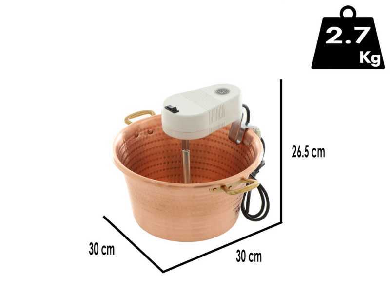 Novital - Elektrischer Kupfer-R&uuml;hrtopf f&uuml;r Polenta - flacher Boden - 7,3 L - 4W