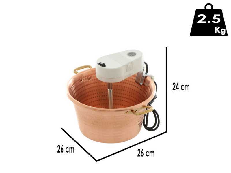 Novital - Elektrischer Kupfer-R&uuml;hrtopf f&uuml;r Polenta - flacher Boden - 4,7 L - 4W