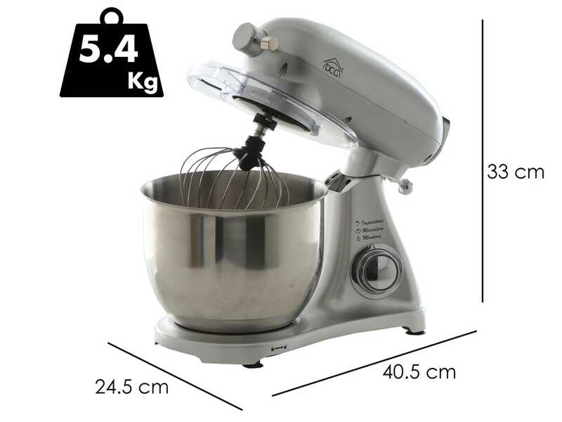 DCG KM1510 S - K&uuml;chenmschine mit Planetenr&uuml;hrwerk - Sch&uuml;ssel aus Edelstahl 7 L - Mehrzweckger&auml;t mit Schnellkupplung
