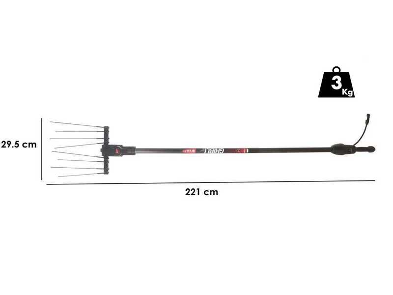 Brumi Zenit 36V - Batteriebetriebener Olivenr&uuml;ttler - Carbonschaft 200/315cm