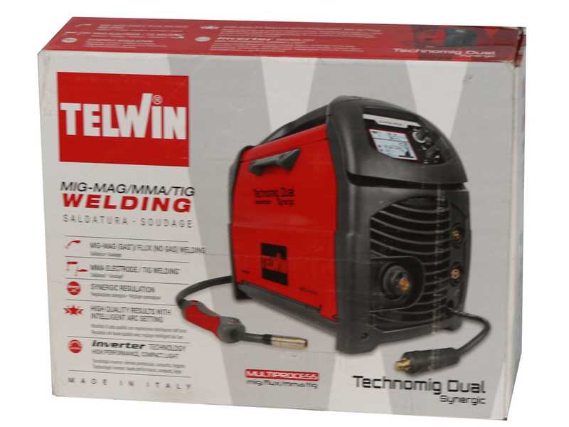 Telwin Technomig 210 Dual Synergic - Inverter-Drahtschwei&szlig;ger&auml;t - F&uuml;r MIG-MAG/FLUX/BRAZING/MMA/ WIG DC-Lift - GAS/NO GAS